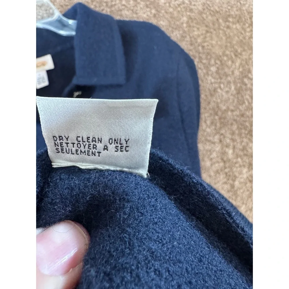 Talbots‎ Women Navy Blue Button Front Cardigan Sweater Large Collared Pockets